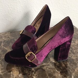 Sam Edelman Wine Velvet Block Heels, 10M NEW